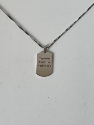 Collar Chapa militar acero inoxidable con frase