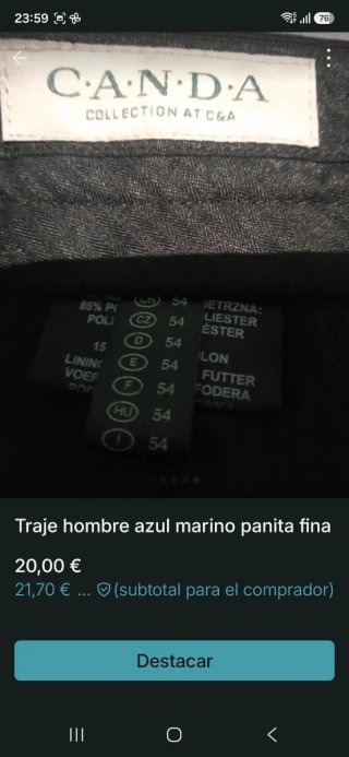 Traje de chaqueta y pantalón azul marino