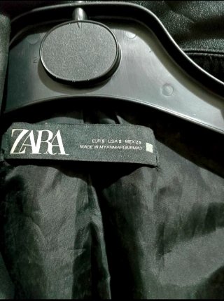 Giacca Biker Zara Ecopelle Nera Donna Taglia S