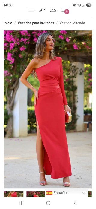 Vestido rojo asimétrico fiesta