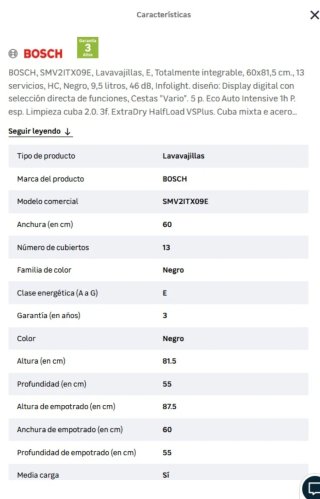 Lavavajillas Bosch SMV2ITX09E