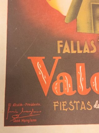 Cartel Vintage Fallas de Valencia 1949 - Lámina /