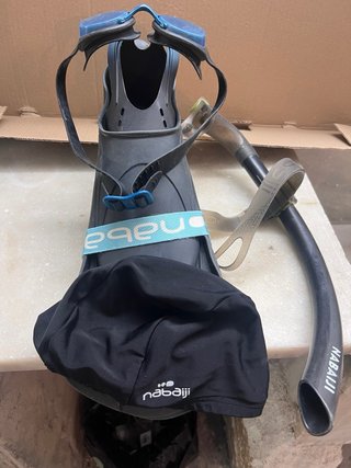 Equipo natación: gafas, tubo y aletas