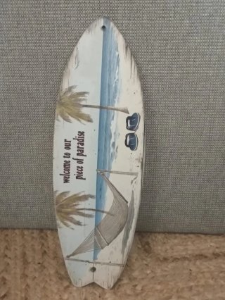 Tabla decorativa playa Welcome to our piece of par