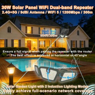 LIFEMOI Repetidor WiFi Solar 30W 300m 30000mAh Luz