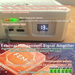 LIFEMOI Repetidor WiFi Solar 30W 300m 30000mAh Luz
