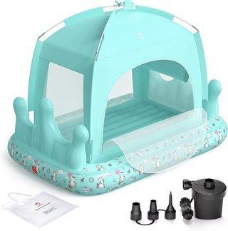 QPAU Cama Hinchable Infantil Rainbow Green