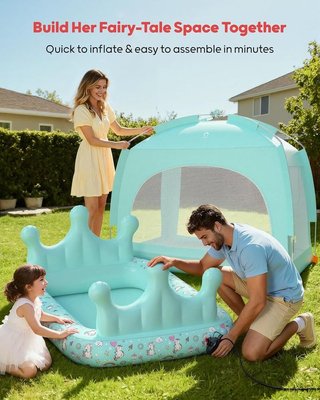 QPAU Cama Hinchable Infantil Rainbow Green