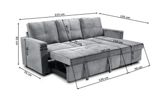 Sofá Cama Pau Gris 215x135cm
