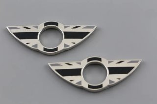 2 EMBLEMAS MINI COOPER PUERTA INTERIOR BLANCO NEG
