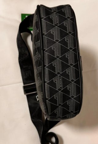 Borsello Lacoste nero e grigio monogramma