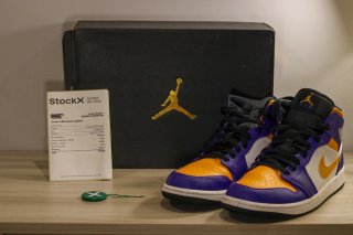 Nike Air Jordan 1 Mid Viola/Arancio Taglia 44