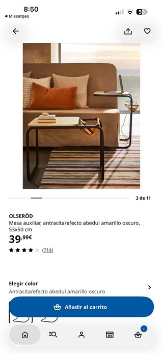 Mesa auxiliar OLSERÖD madera y metal