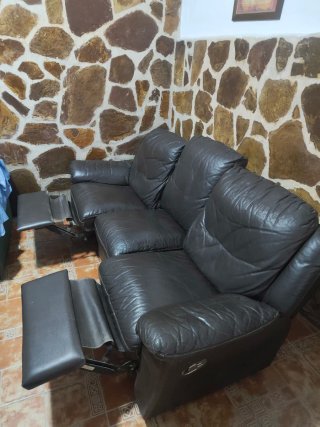 Sofá Polipiel Reclinable Marrón