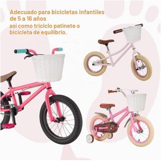 Cesta Mimbre Blanca Bicicleta Niña