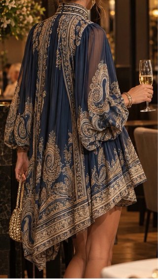 Abito Miss Rosier Barocco Blu Oro Taglia Unica