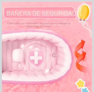 Bañera Hinchable Bebé Rosa + bomba