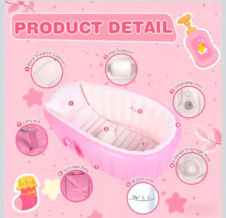Bañera Hinchable Bebé Rosa + bomba