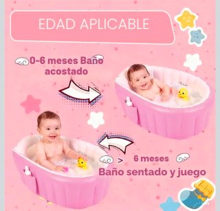 Bañera Hinchable Bebé Rosa + bomba