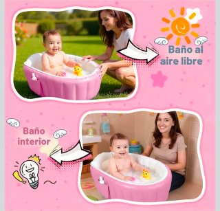 Bañera Hinchable Bebé Rosa + bomba