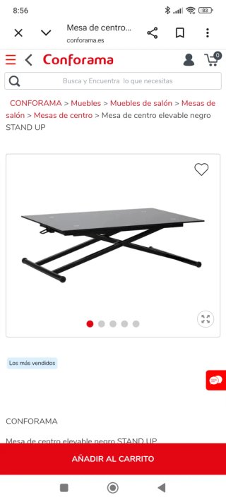Mesa centro elevable cristal negro