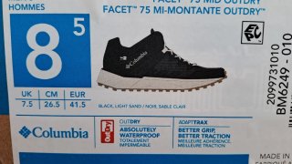 Botas Columbia Facet 75 Outdry Negras Hombre