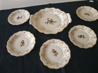 Bandeja y platos Weimar porcelana oro