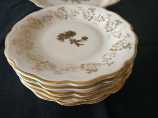 Bandeja y platos Weimar porcelana oro