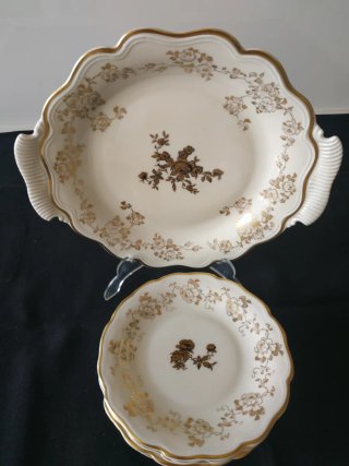Bandeja y platos Weimar porcelana oro