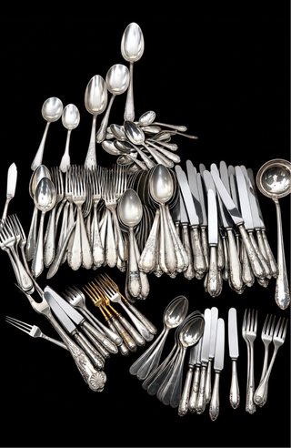 Set cubiertos de mesa metal plateado