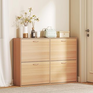 Zapatero Ahorrador de Espacio Capacidad 24 Pares con Estantes Regulables para Entrada y Dormitorio, en Madera de Partículas, 120X24X81Cm, Color Madera
