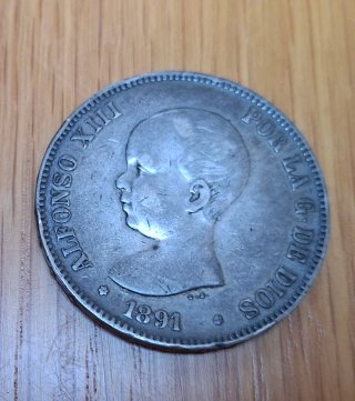Lote 2 monedas antiguas España 1870 y 1891