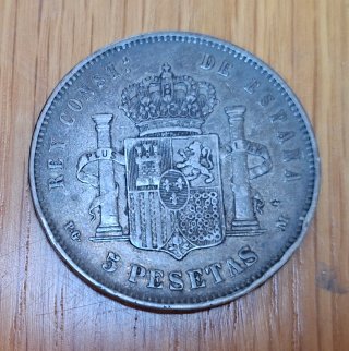Lote 2 monedas antiguas España 1870 y 1891