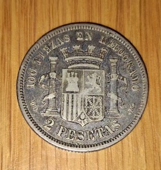 Lote 2 monedas antiguas España 1870 y 1891