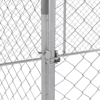 Kennel para Perros de Exterior, Recinto para Animales con Cubierta Impermeable, 400X230X150Cm, Plata y Gris