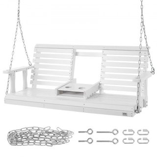 Hamaca de Madera de 5 pies, hamaca de patio para patio y jardín, capacidad de carga mejorada de 880 lbs, banco de hamaca de alta resistencia con cadenas colgantes para exteriores, blanco