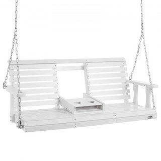 Hamaca de Madera de 5 pies, hamaca de patio para patio y jardín, capacidad de carga mejorada de 880 lbs, banco de hamaca de alta resistencia con cadenas colgantes para exteriores, blanco