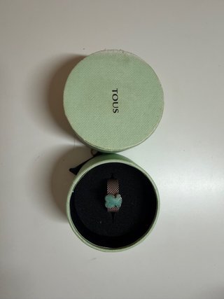 Anillo Tous Oso Turquesa y Plateado