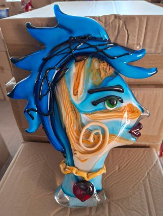 Scultura in vetro artistica testa donna