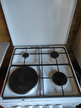 Cocina gas horno eléctrico blanca