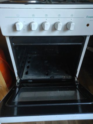 Cocina gas horno eléctrico blanca