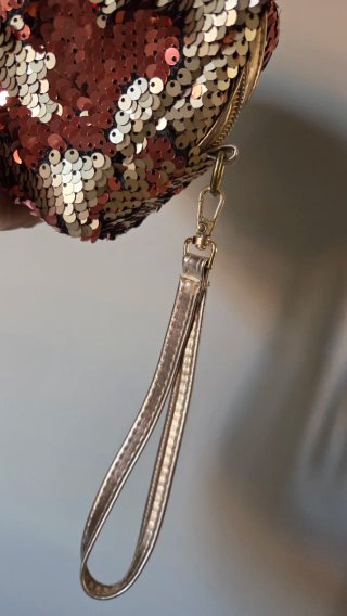 Pochette paillettes oro e rosa