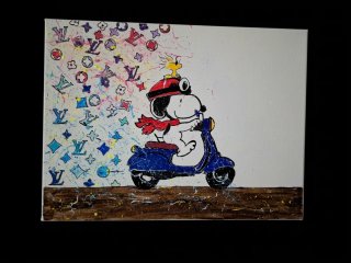 Tela Snoopy su Vespa Louis Vuitton