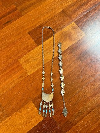 Conjunto Étnico Collar y Pulsera Turquesa