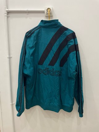 Chaqueta Vintage Adidas Negra y Turquesa
