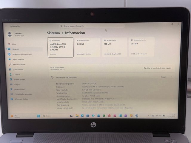 HP EliteBook 840 G3 i5 8GB 256GB NVMe + 500GB HDD