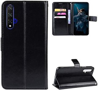 COPHONE Funda de Cuero Negro Huawei Huawei Nova 5T. Funda Protectora Funda Monedero Negro Huawei Nov