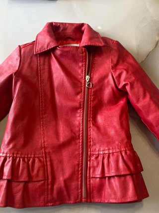 Giacca ecopelle rossa bambina 5-6 anni