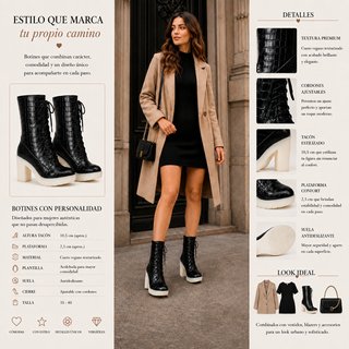Botines A Wang negros cordones