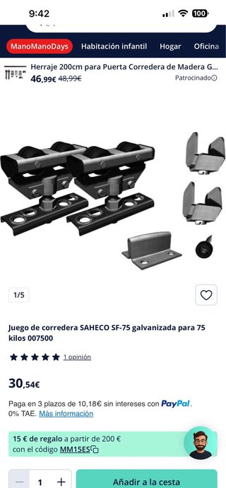 Ruedas para puertas correderas Saheco SF-75
